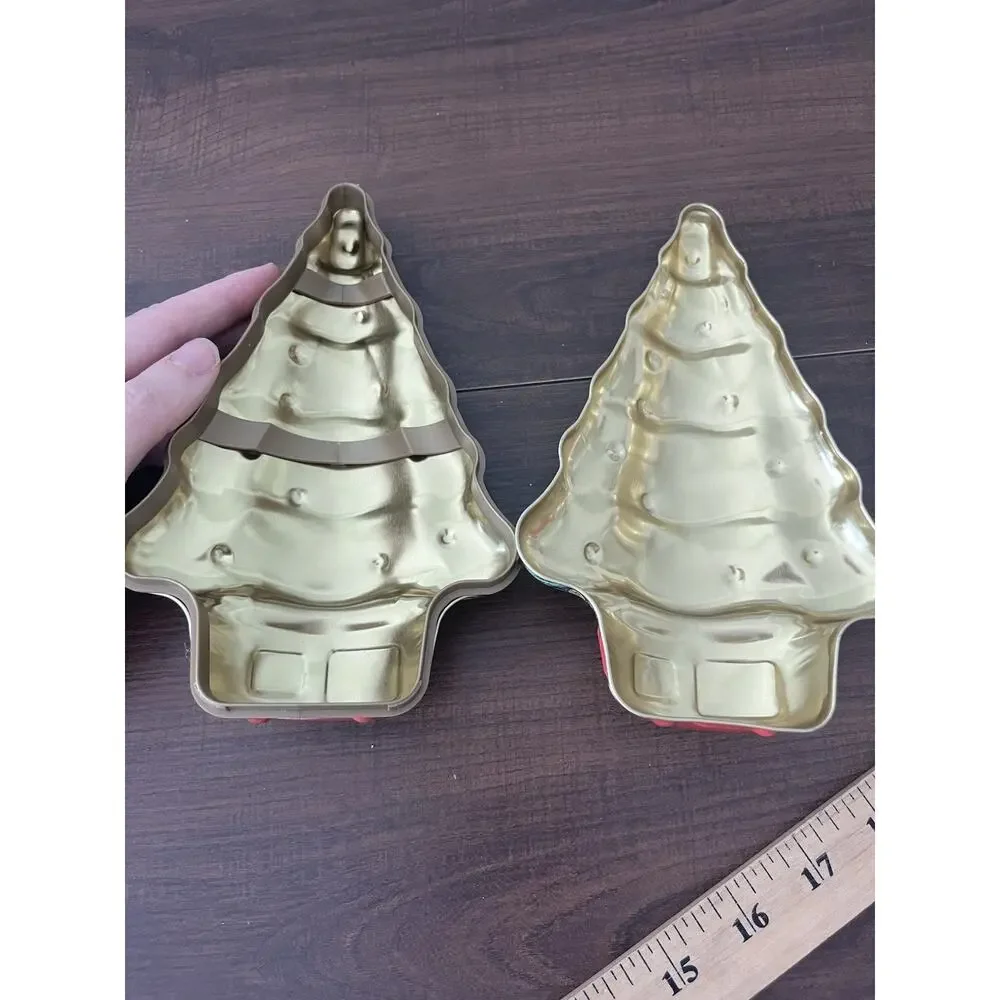 Vtg Sees Candies Chocolate Tin Metal Christmas Tree Empty Candy Container 3D